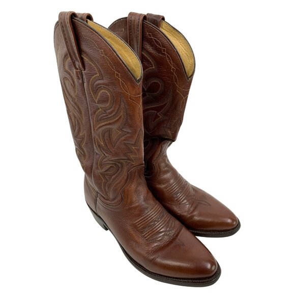 Dan Post Mens Milwaukee Leather Cowboy Boots Size 7.5 EW Mexico G10647 - Picture 1 of 13